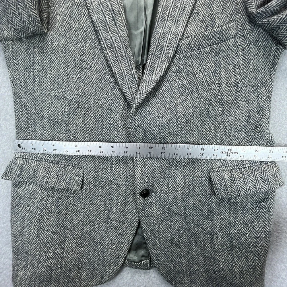 Vintage Harris Tweed Blazer Mens 42R Gray Herringbone Sport Coat Jacket Stafford
